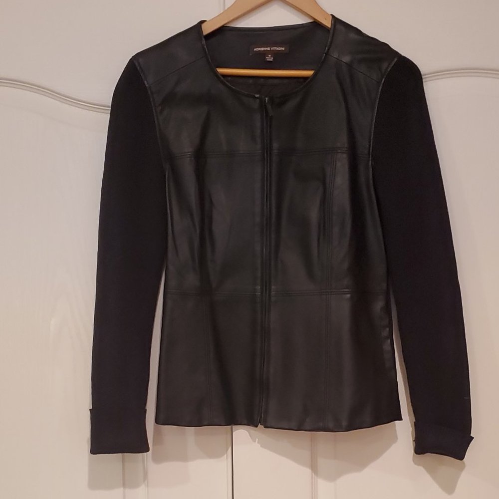 Adrienne Vittadini Jacket - Faux Leather and Faux Wool size M